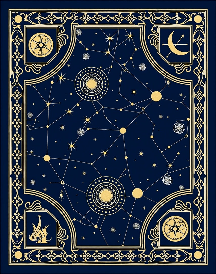 Celestial Gold Constellation Night Rug