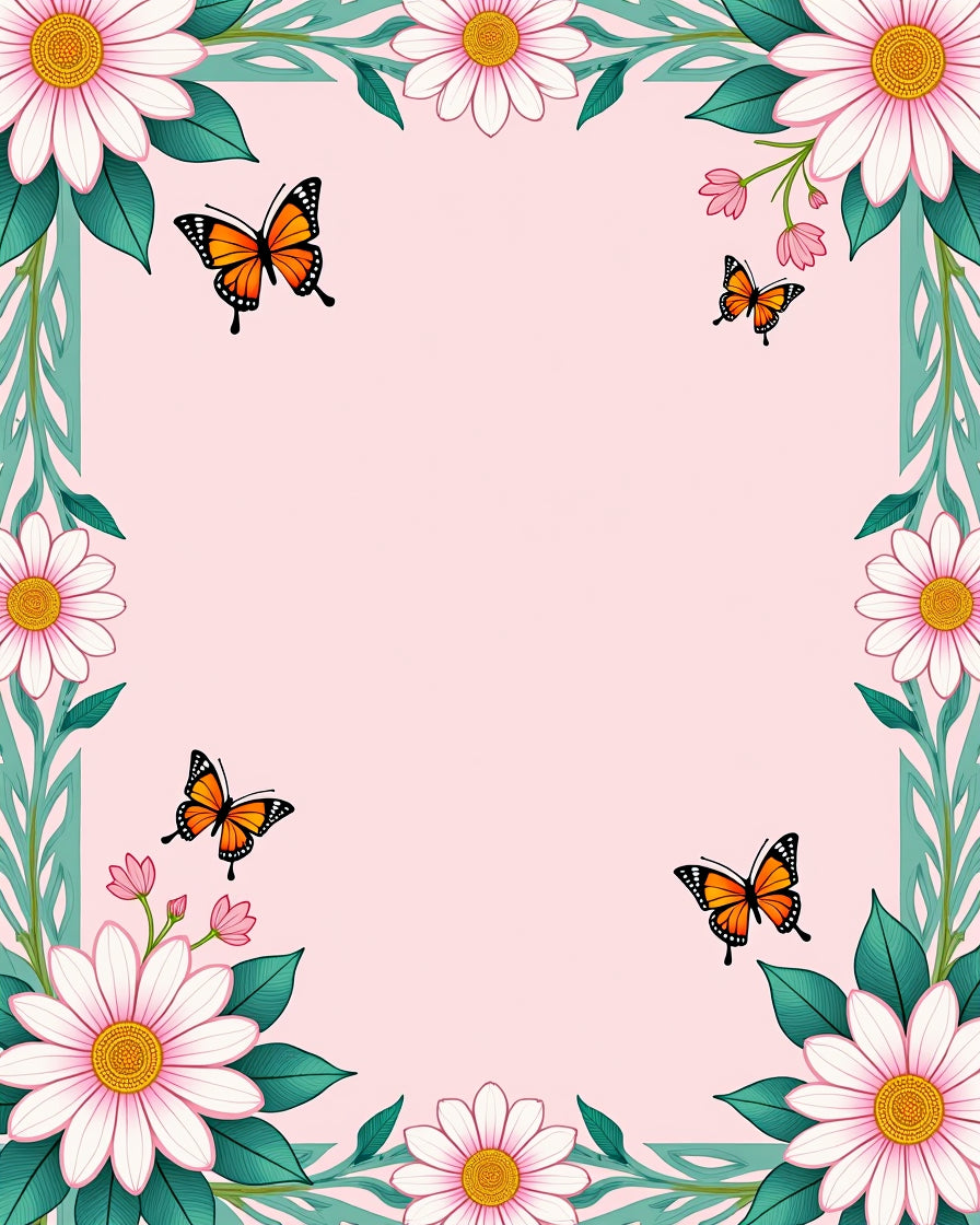 Floral Butterfly Garden Design Rug