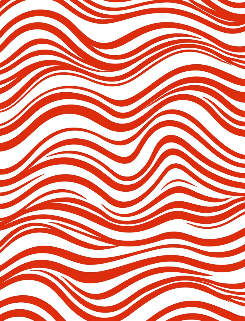 Striped Red Wave Pattern Rug