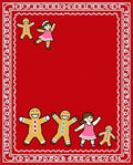 Red Gingerbread Family Border Art Rug