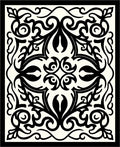 Black White Floral Scroll Work Rug