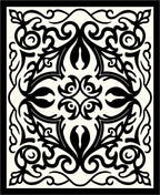 Black White Floral Scroll Work Rug