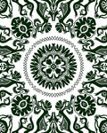 Dark Green Floral Mandala Pattern Rug