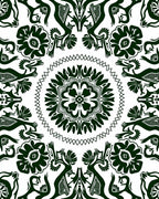 Dark Green Floral Mandala Pattern Rug