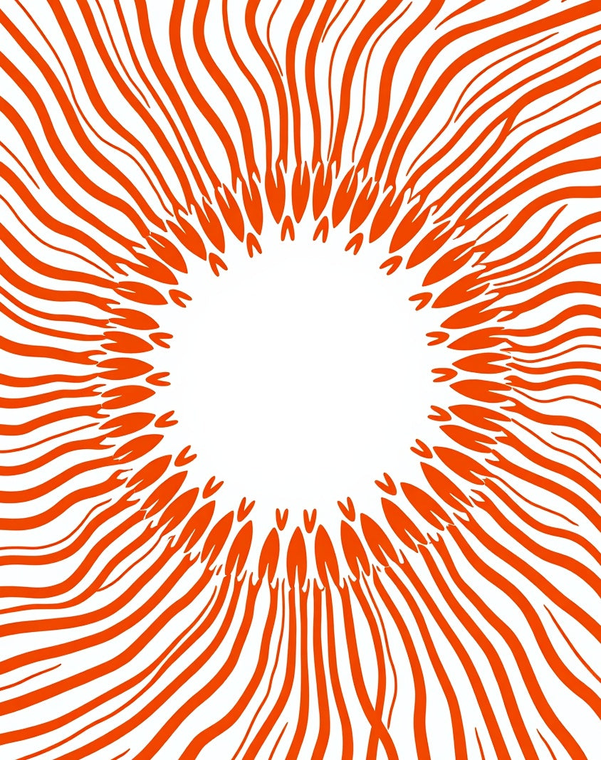 Orange Sunburst Pattern Rug