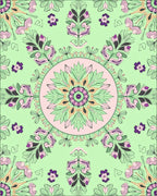 Mint Green Mandala Floral Medallion Rug