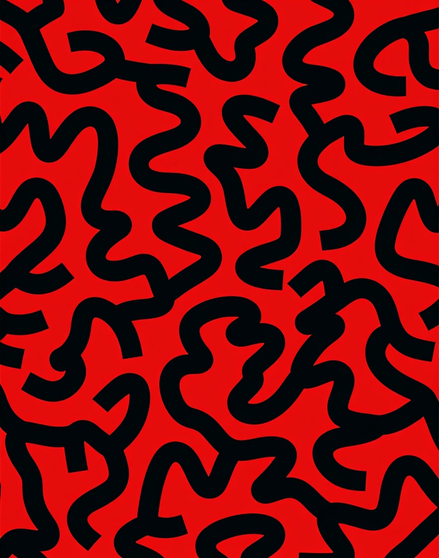 Bold Black Wavy Lines Rug