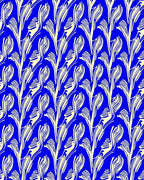 Bold Blue Cream Floral Swirl Rug
