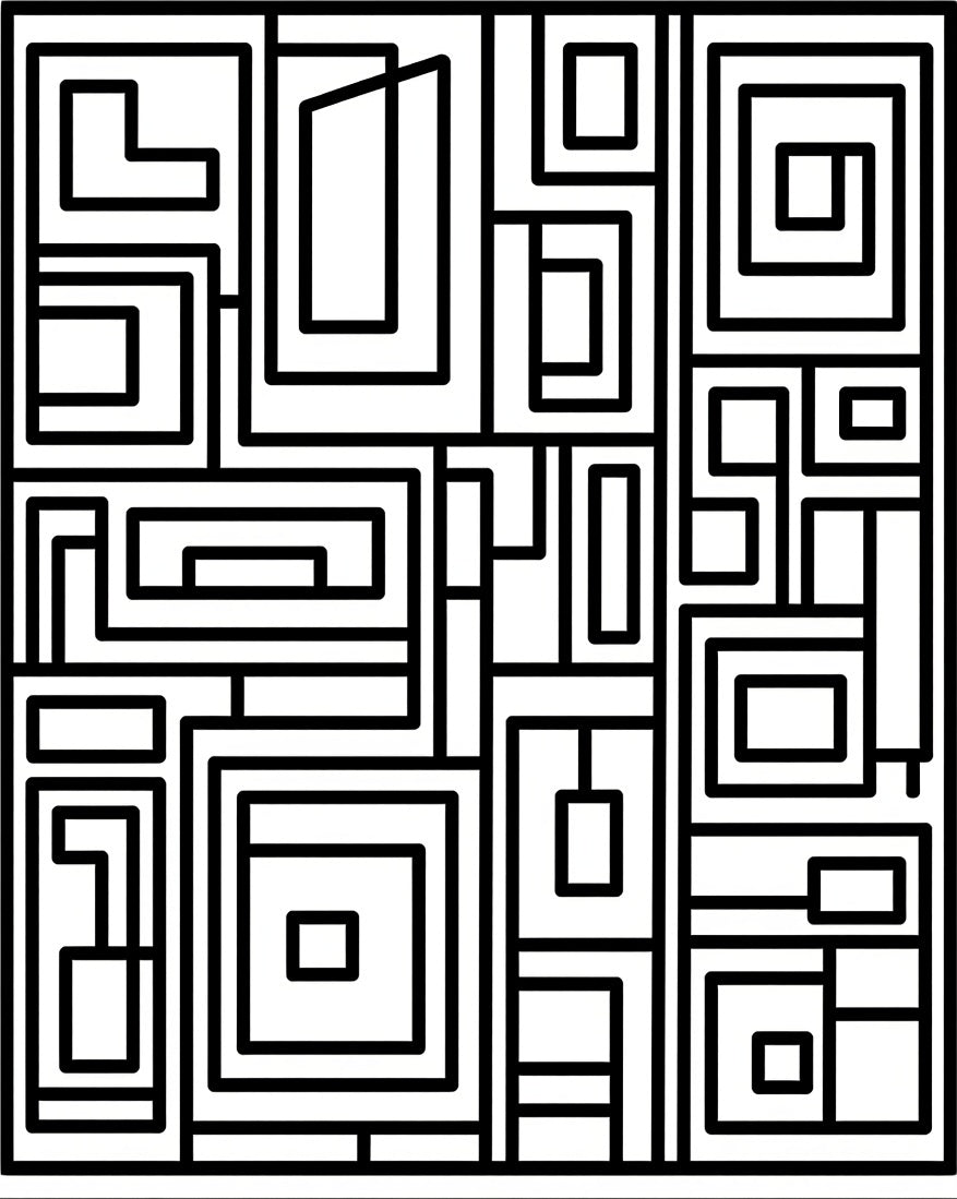 Bold Geometric Abstract Line Art Rug