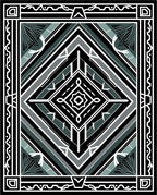 Art Deco Geometric Teal Black Rug