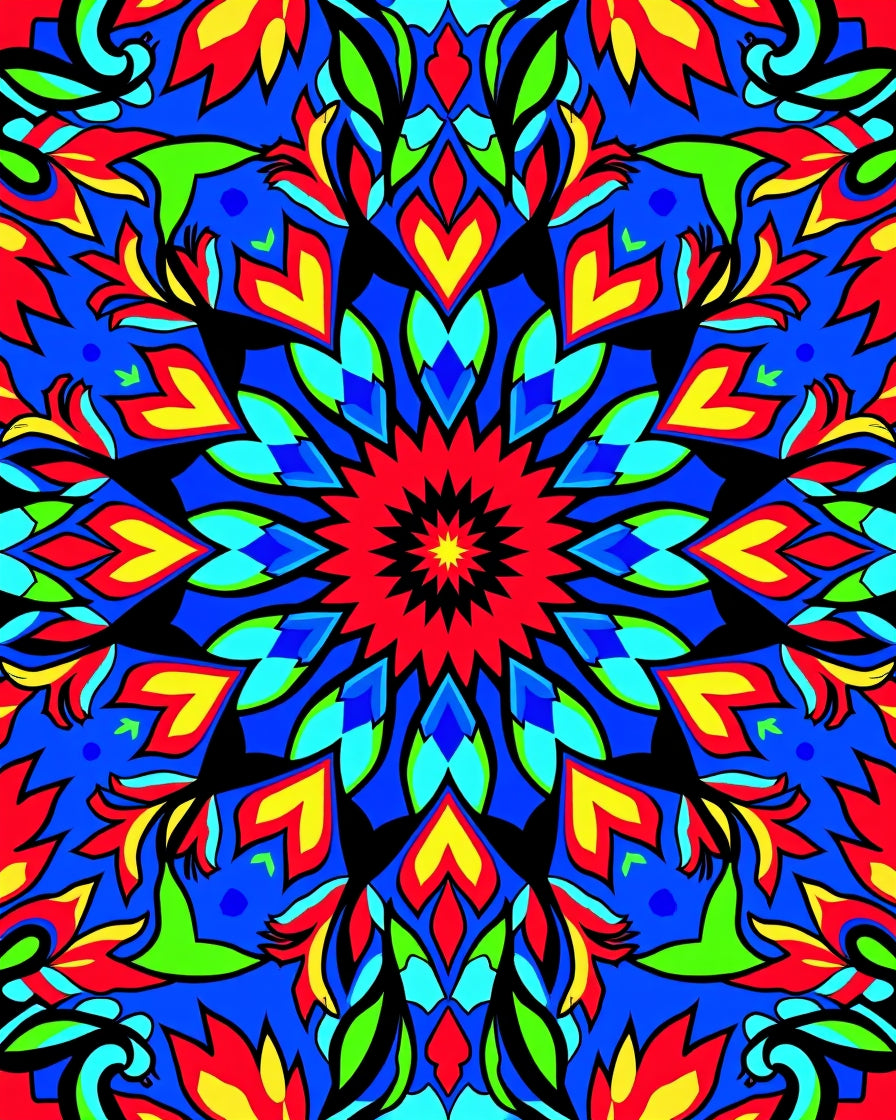 Vibrant Floral Mandala Pattern Rug