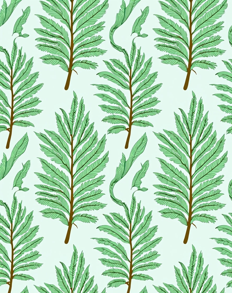 Green Leafy Branch Pattern Rug
