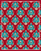 Teal Lotus All Over Floral Design Rug