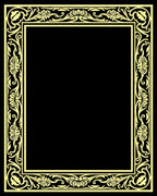 Ornate Yellow Floral Frame Design Rug