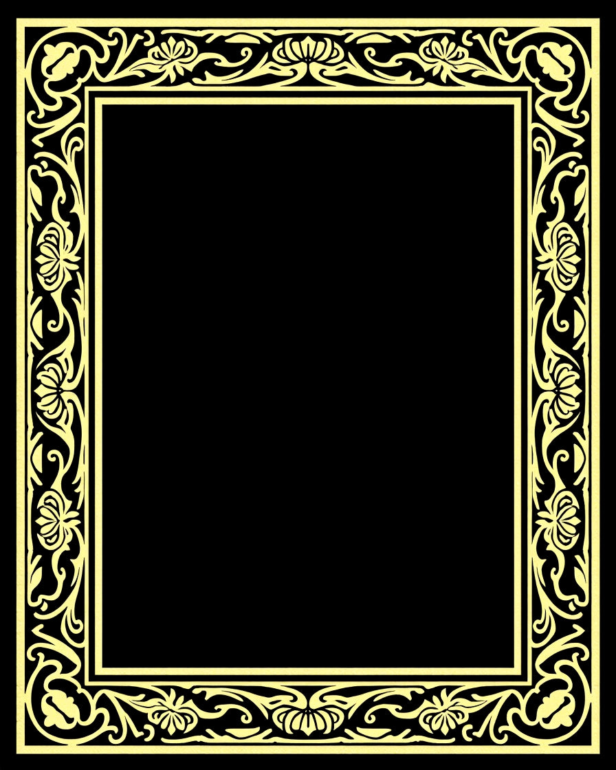 Ornate Yellow Floral Frame Design Rug