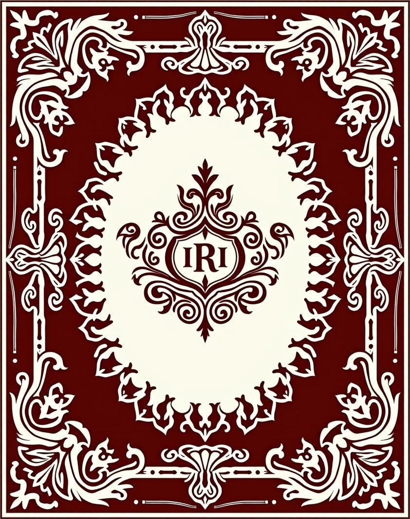Elaborate Floral Crest Design Rug