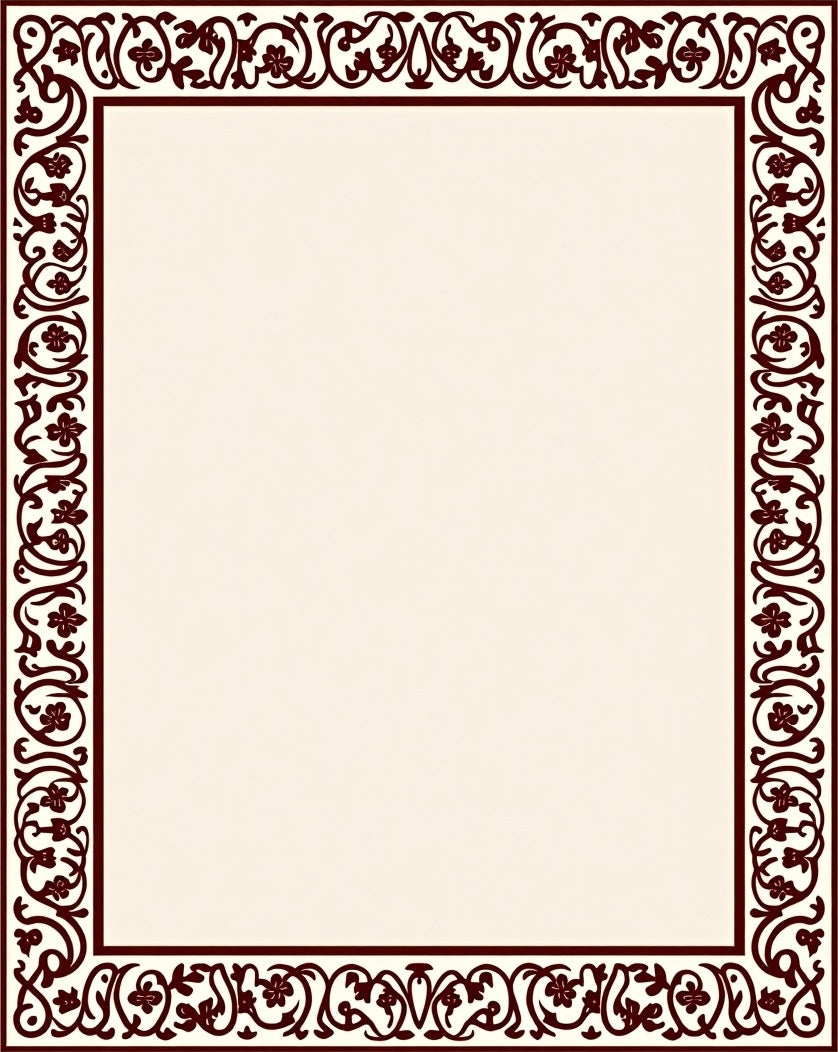Ornate Floral Scroll Border Design Rug