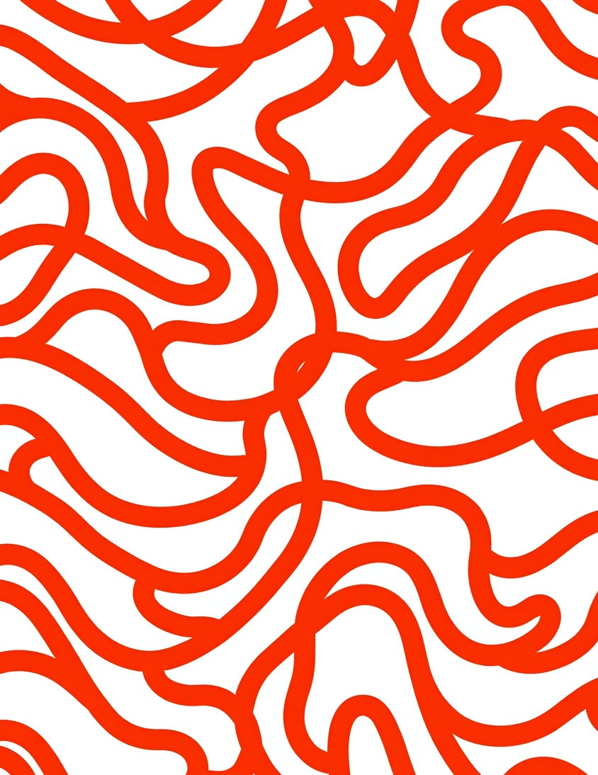 Bold Orange Wavy Line Pattern Rug