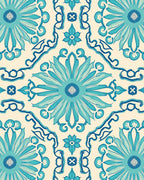 Teal Floral Detailed Decorative Rug