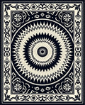 Black Cream Radial Sunburst Design Rug