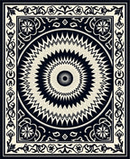 Black Cream Radial Sunburst Design Rug