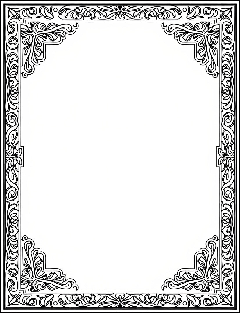 Ornate Scrolling Floral Border Design Rug