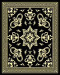 Black Gold Ornamental Floral Design Rug
