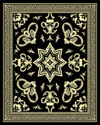 Black Gold Ornamental Floral Design Rug