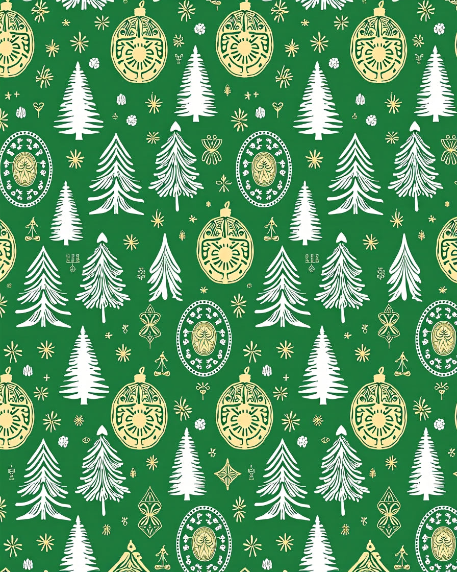 Green White Golden Tree Medallion Rug