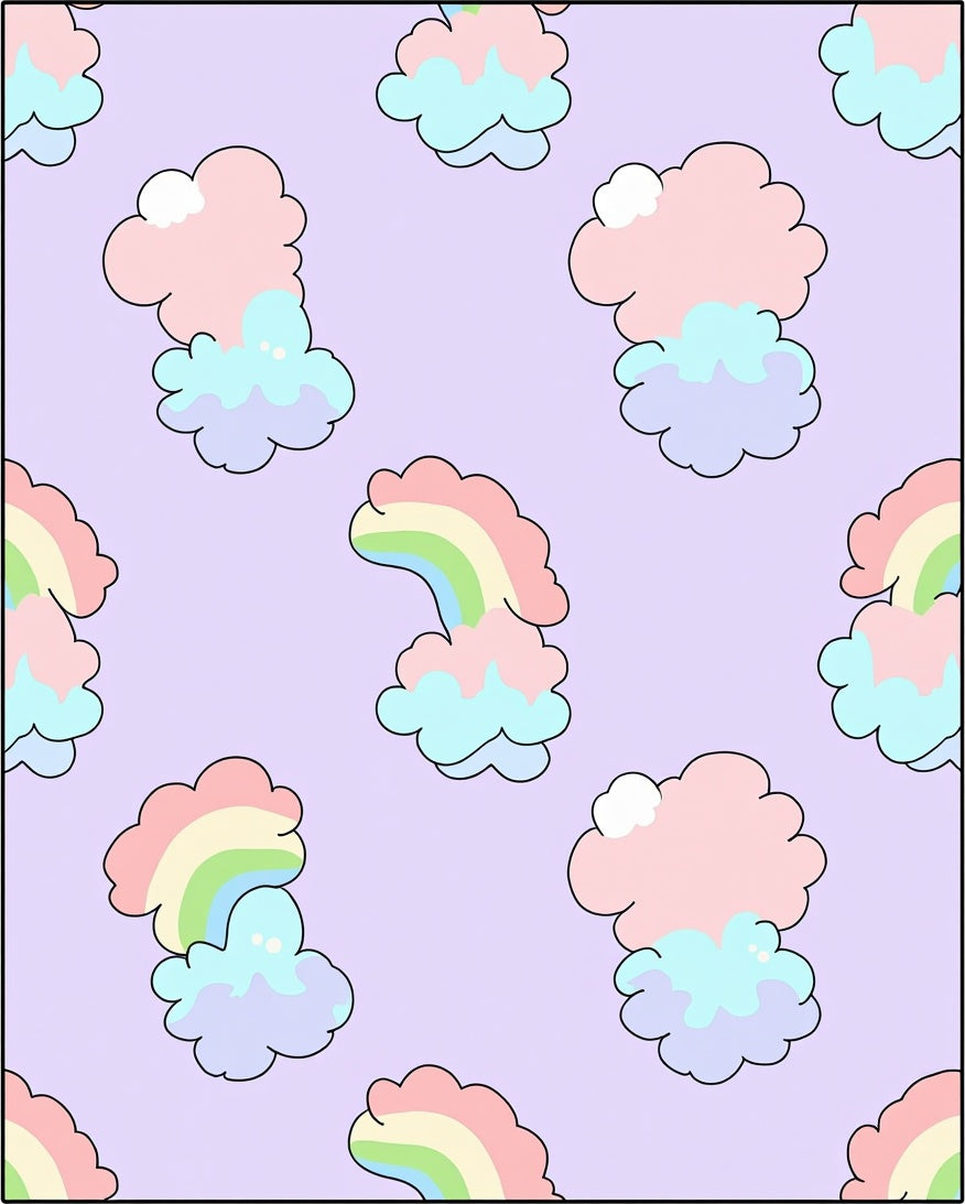Pastel Rainbow Cloud Pattern Rug