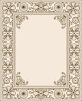 Cream Floral Scroll Border Rug