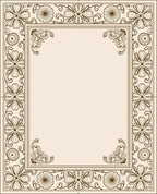 Cream Floral Scroll Border Rug