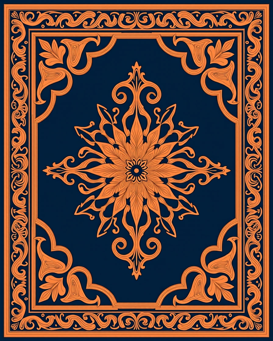 Orangish Floral Intricate Pattern Rug