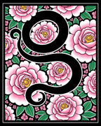 Bold Floral Swirl Pink Black Rug