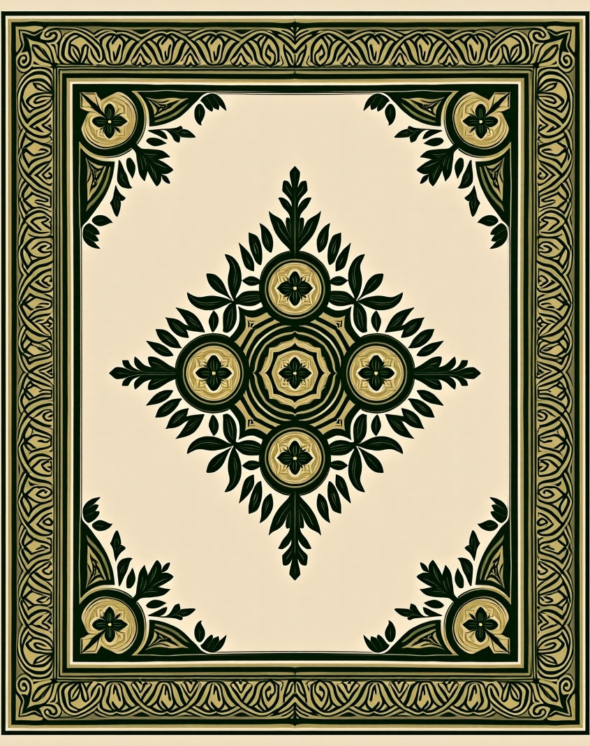 Intricate Floral Geometric Patterned Rug