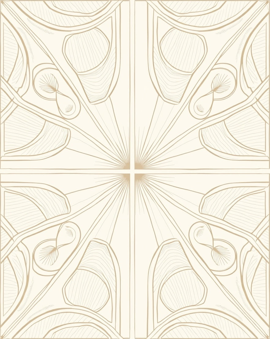 Art Nouveau Sunburst Inspired Geometric Pattern Rug