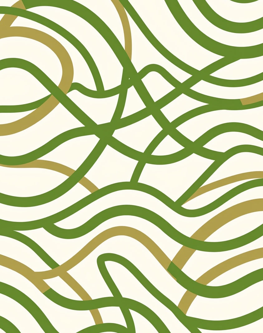 Abstract Green Gold Swirls Rug