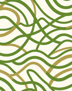 Abstract Green Gold Swirls Rug