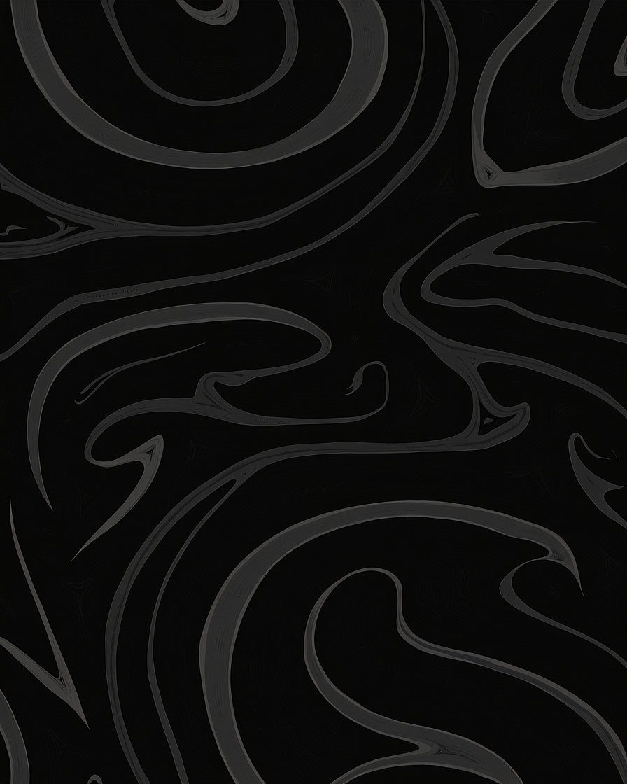 Dark Gray Swirling Abstract Lines Rug