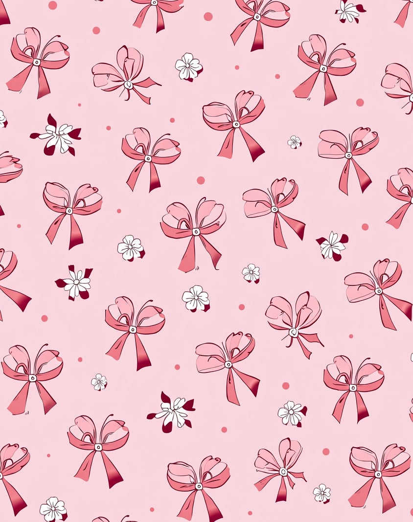 Pink Bows And Floral Pattern Rug