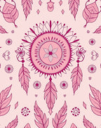 Feminine Pink Feather Mandala Pattern Rug