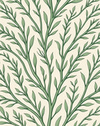 Green Branch Silhouette Pattern Design Rug