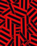 Bold Red Black Abstract Stripe Rug