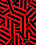 Bold Red Black Abstract Stripe Rug