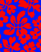 Bold Red Floral Pattern Rug