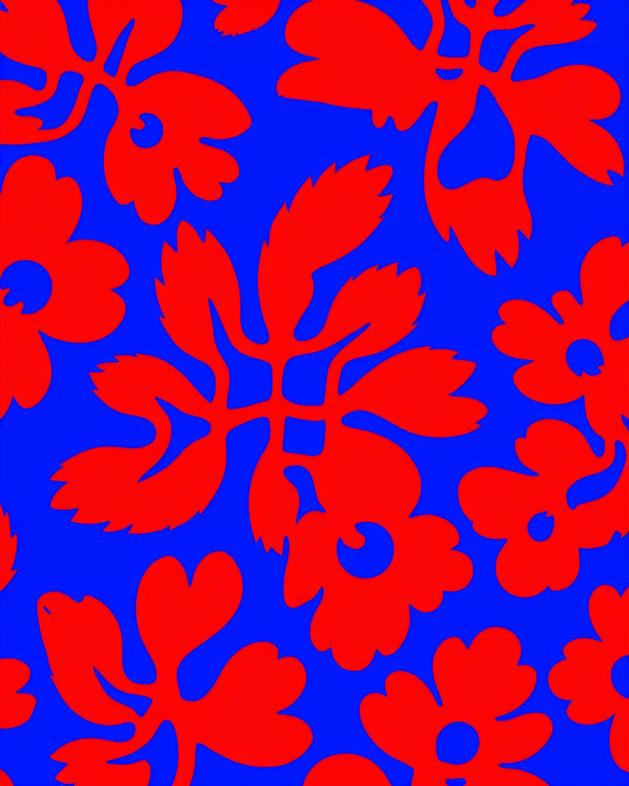 Bold Red Floral Pattern Rug
