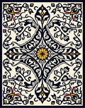 Elegant Black Yellow Floral Motif Rug