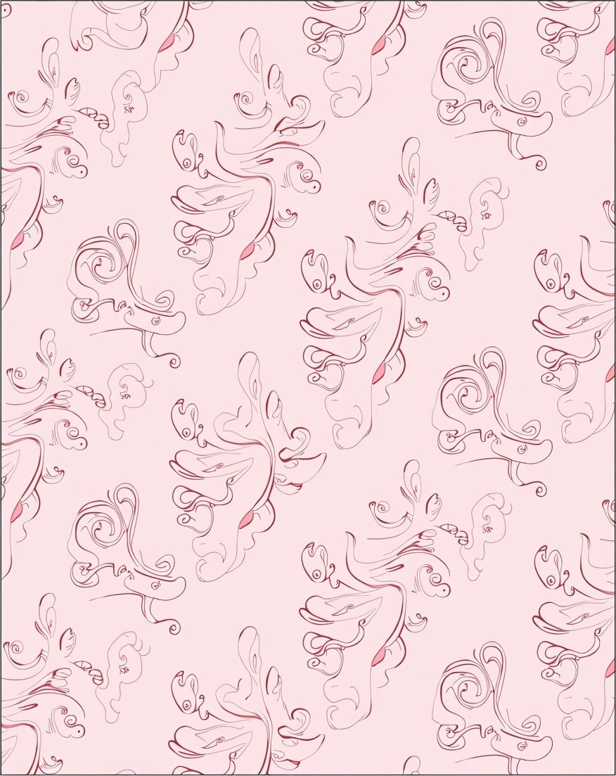 Delicate Pink Swirl Pattern Design Rug