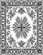 Ornate Floral Vine Border Design Rug