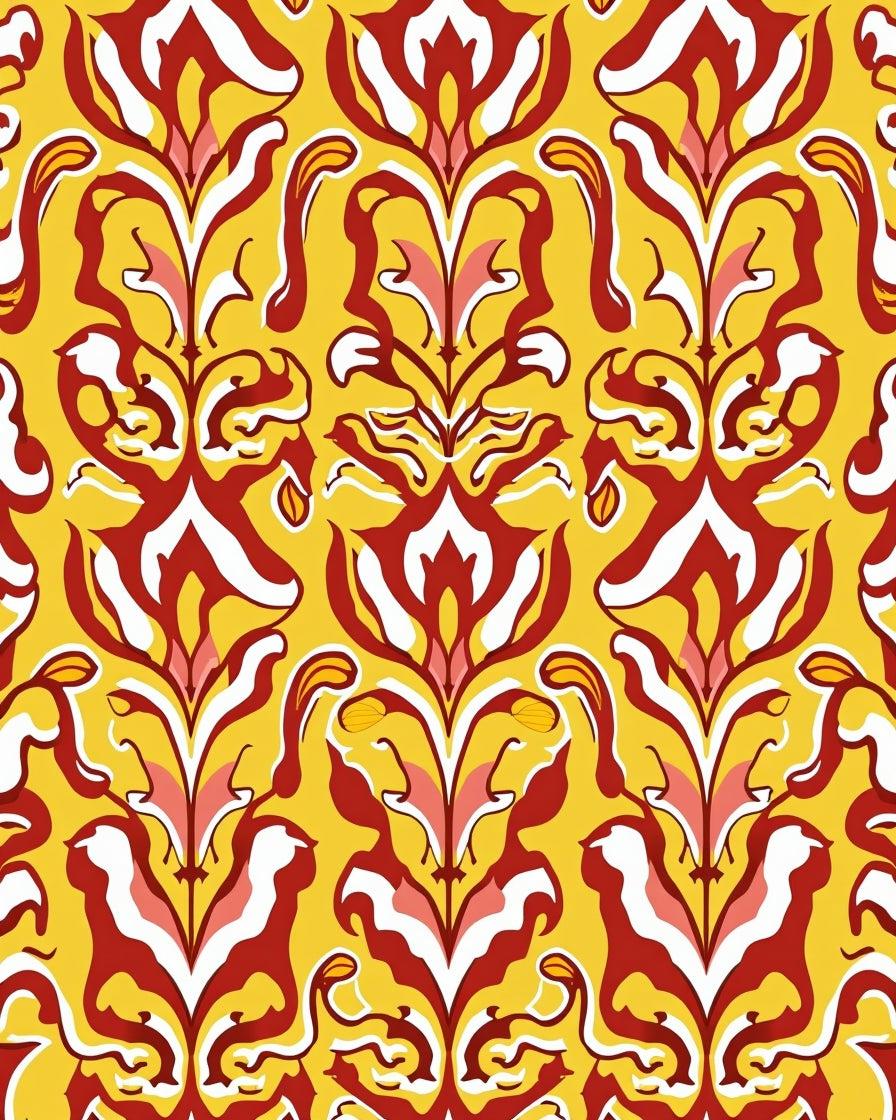 Bold Floral Damask Pattern Rug